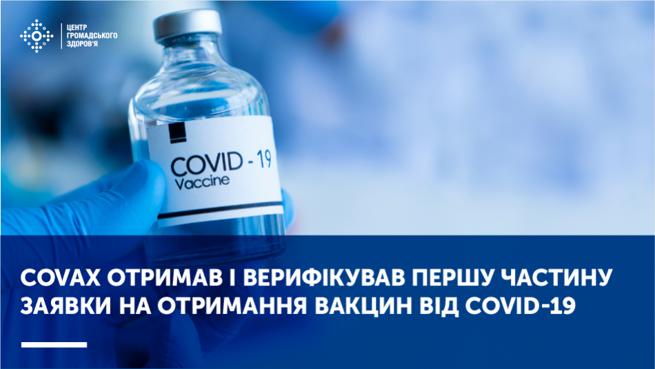 COVAX отримав і верифікував першу частину заявки на отримання вакцин від COVID-19