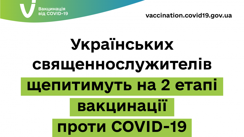 Українських священнослужителів щепитимуть на 2 етапі вакцинації проти COVID-19