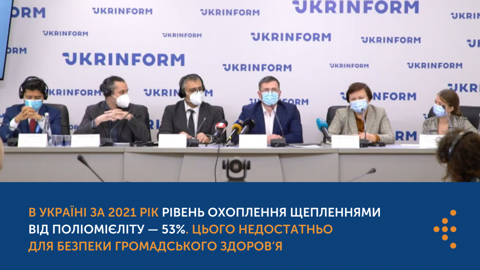 В Україні за 2021 рік рівень охоплення щепленнями від поліомієліту — 53%. Цього недостатньо для безпеки громадського здоров’я
