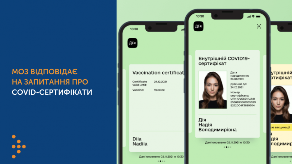 МОЗ відповідає на запитання про COVID-сертифікати