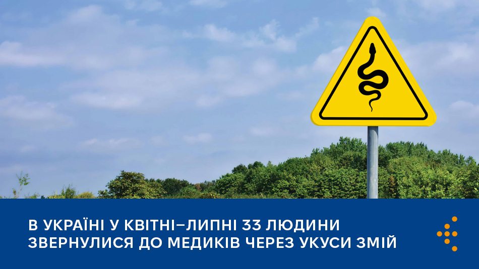 В Україні у квітні–липні 33 людини звернулися до медиків через укуси змій