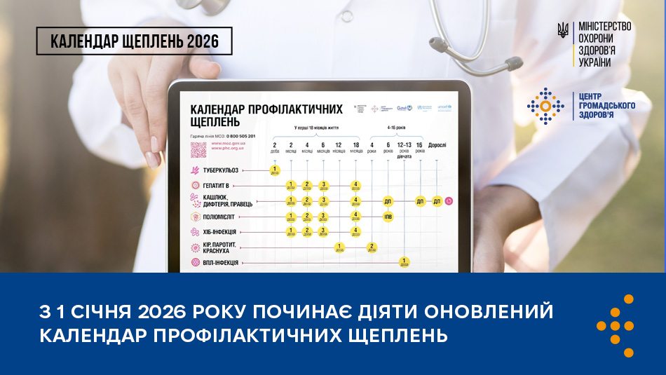 Від сьогодні в Україні діє оновлений Календар профілактичних щеплень: що змінилося