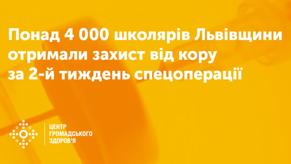 Понад 4 000 школярів Львівщини отримали захист від кору за 2-й тиждень спецоперації